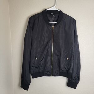 Wet Seal Vintage Retro Black Polyester Zip Up Jacket Moto Style Women's Size L